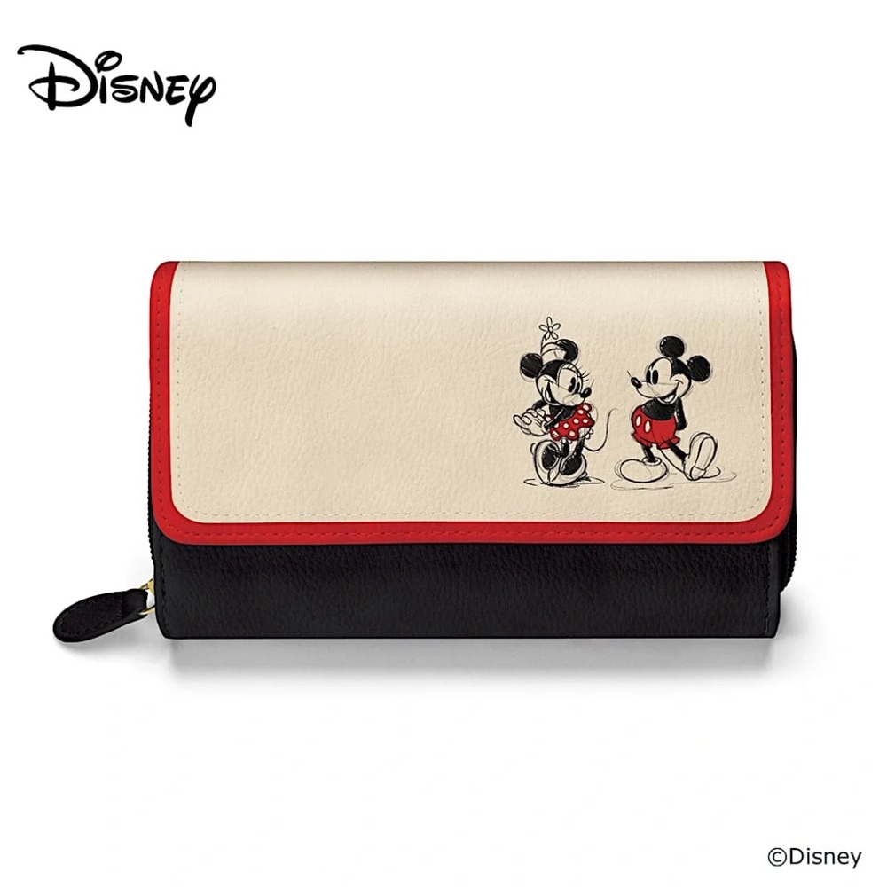 Disney #8 Mickey Mouse and Minnie Mouse ❤️Story Wallet by The Bradford Exchange